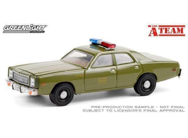 The A-Team  - 1977 Plymouth Fury U.S. Army Police 1:64, Auto, Nieuw, Askgl@greenlighttoys.com, Greenlight Collectibles