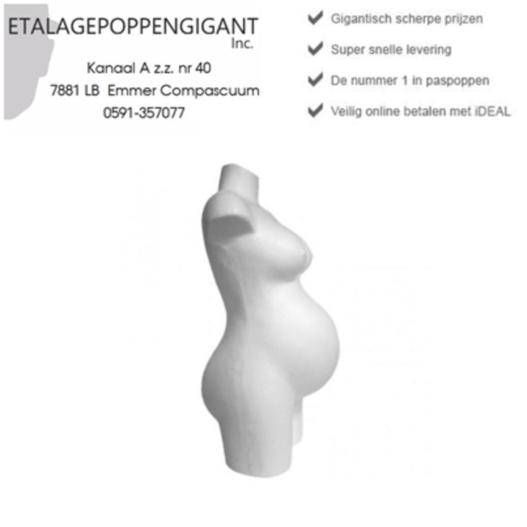 Zwangerschaps Torso / Positie Piepschuim Torso / EPG, Maat 38/40 (M), Wit, Nieuw, Ophalen of Verzenden