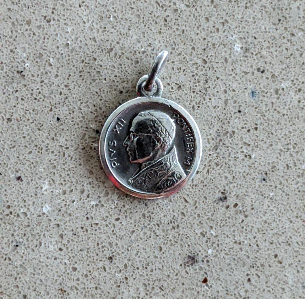 Médaillon, pendentif Pie XII Pontifex M., argent, Enlèvement ou Envoi, Neuf, Bijoux, Christianisme | Catholique