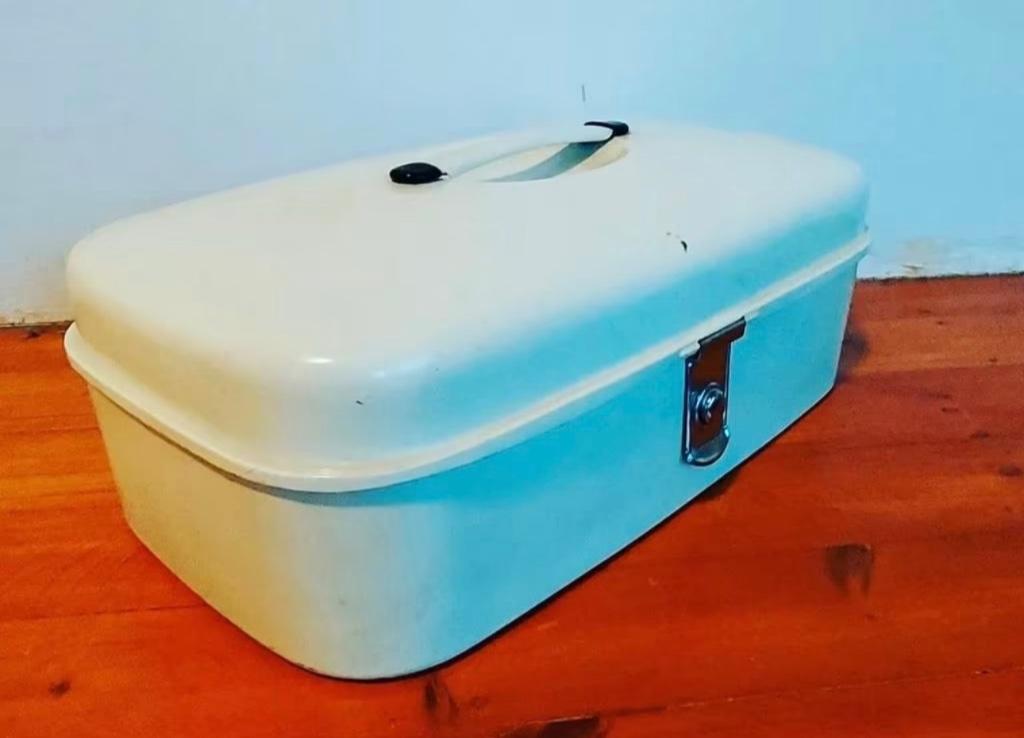 Vintage broodtrommel in emaille Brabantia, Ophalen