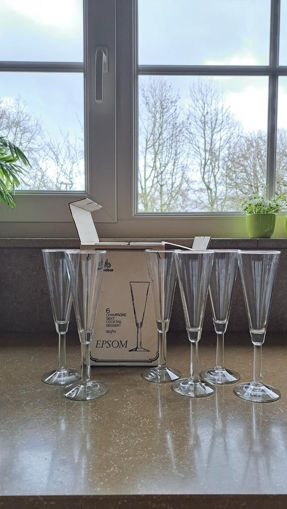 Set van 6 champagne/cocktailglazen van Durobor, Ophalen of Verzenden