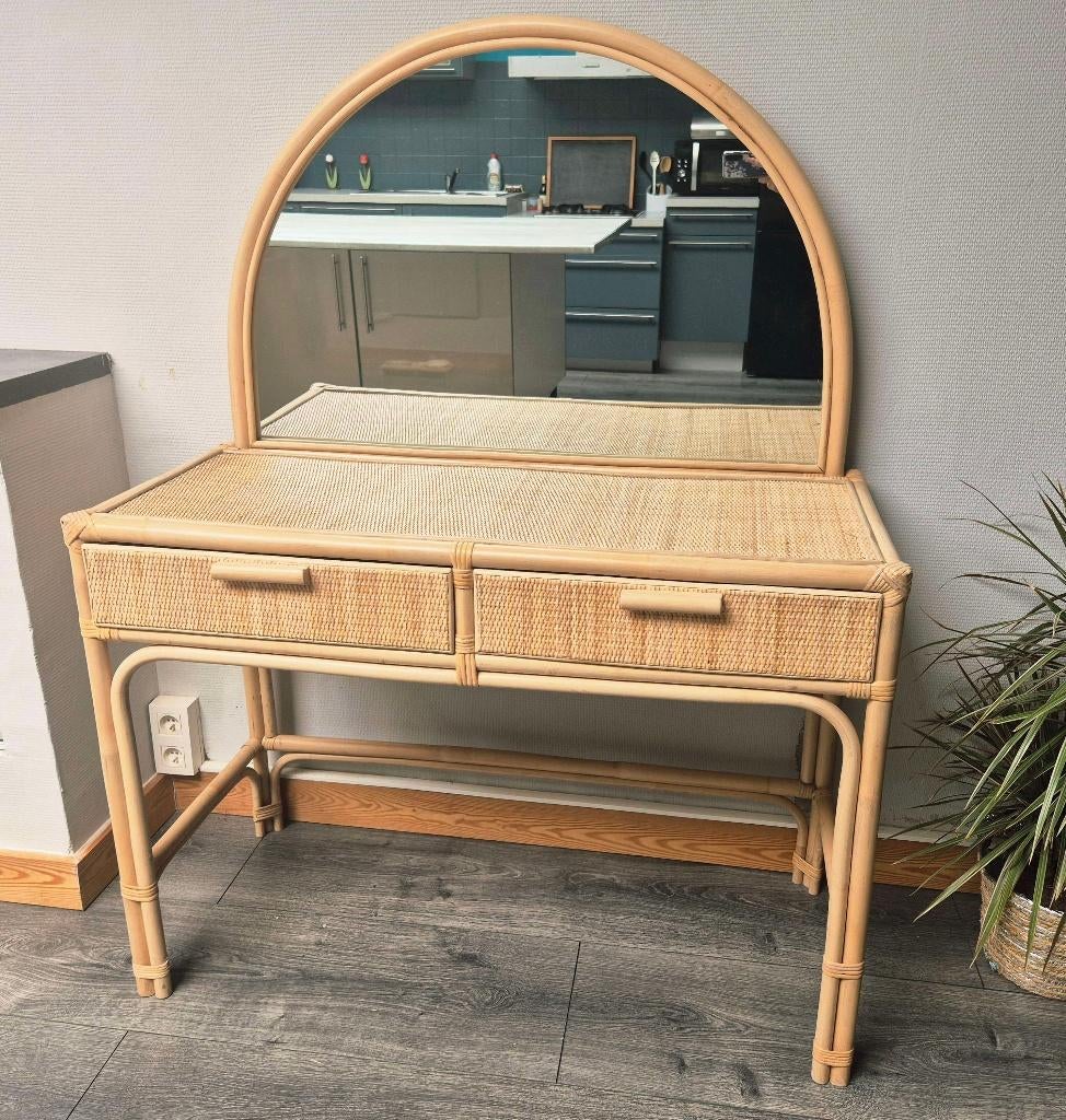 Coiffeuse bureau avec miroir en rotin, Enlèvement, Neuf, Autres matériaux