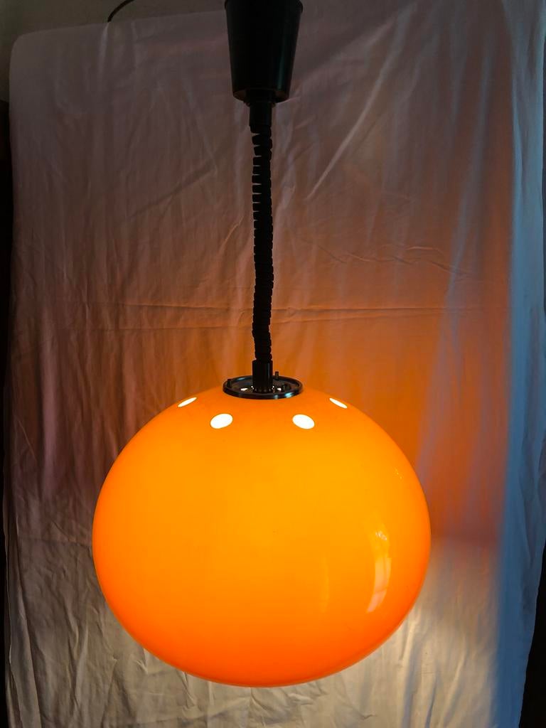 space age vintage retro GUZZINI grote mushroom hanglamp 70's, Antiek en Kunst, Ophalen of Verzenden