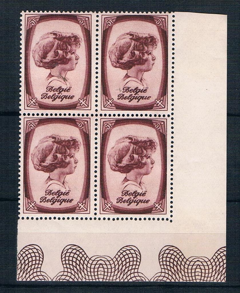 OCB 495 in Blok van 4, Staatshoofden, Ophalen of Verzenden, Zonder stempel, Postfris