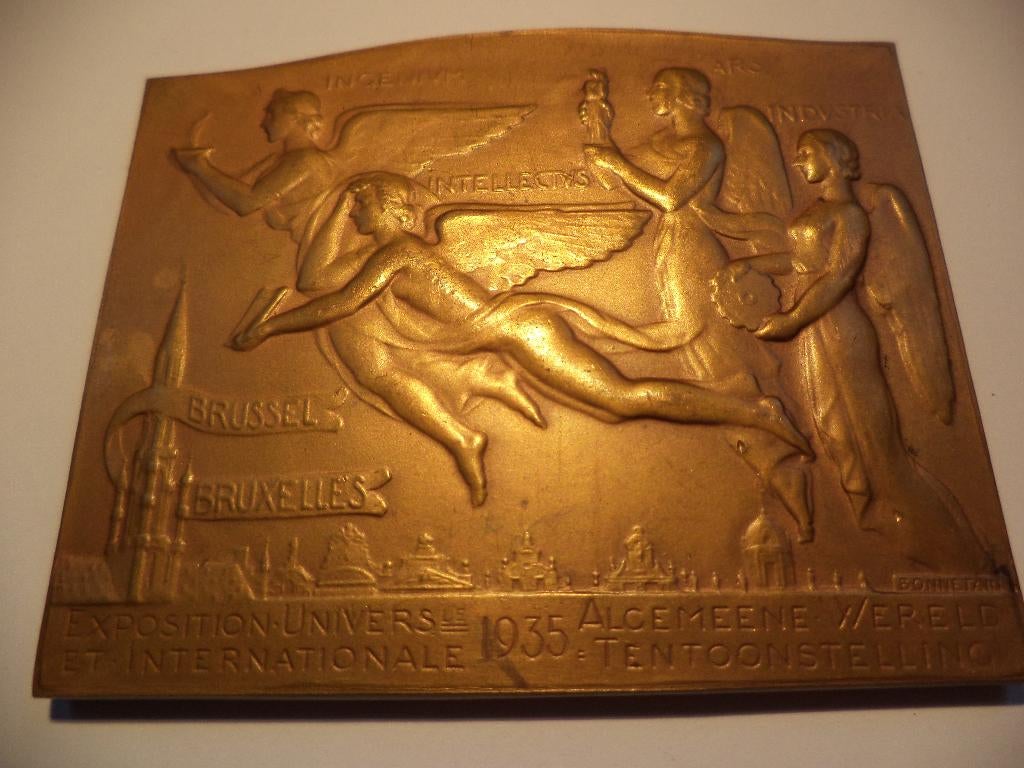 medaille 1935 Exposition universelle Bruxelles A. Bonnetain, Ophalen of Verzenden, Brons