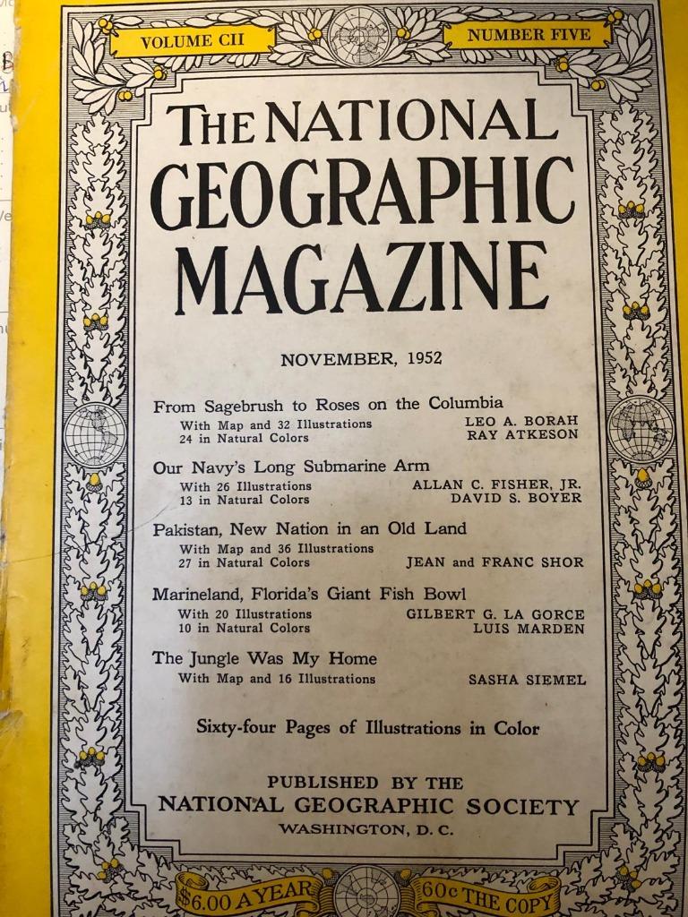 HET NATIONAL GEOGRAPHIC MAGAZINE, november 1952, Ophalen of Verzenden