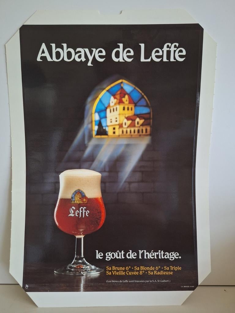 Abdij van Leffe oud drukvel voor karton bier reclamebord 87, Enlèvement ou Envoi, Comme neuf, Leffe