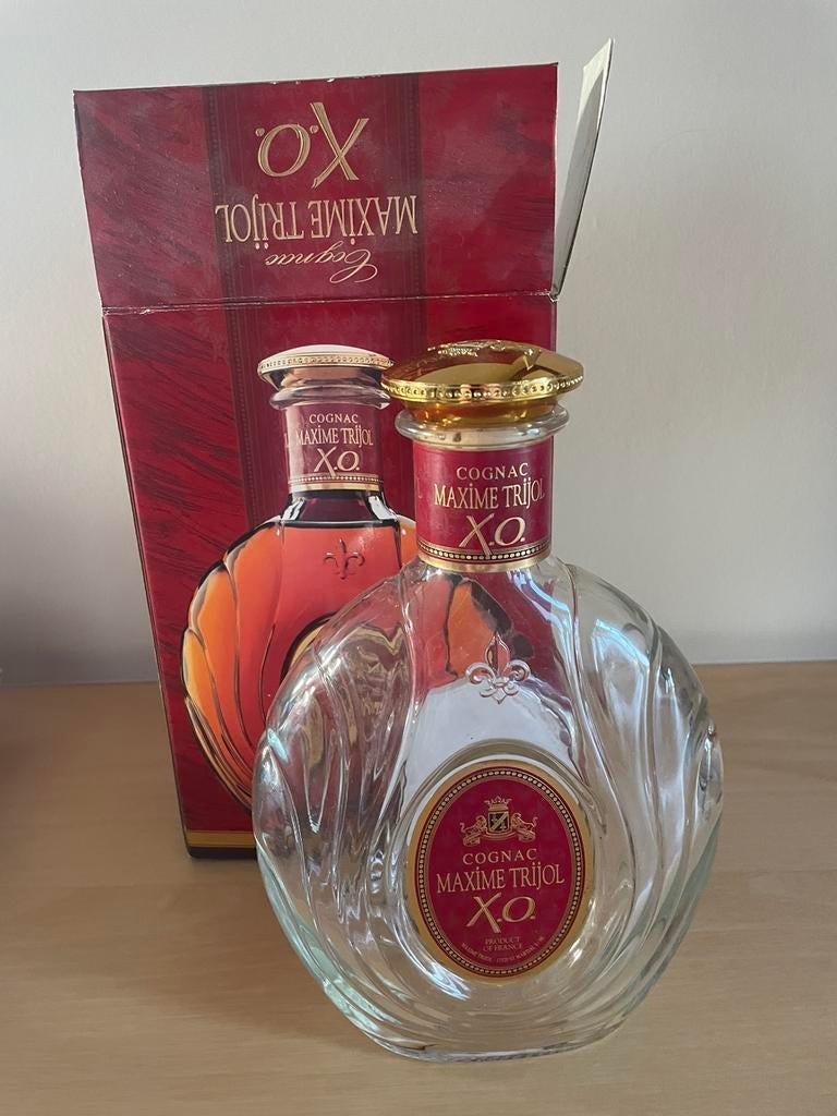Lege cognac Maxime Trijol fles XO, Ophalen of Verzenden, Verpakking