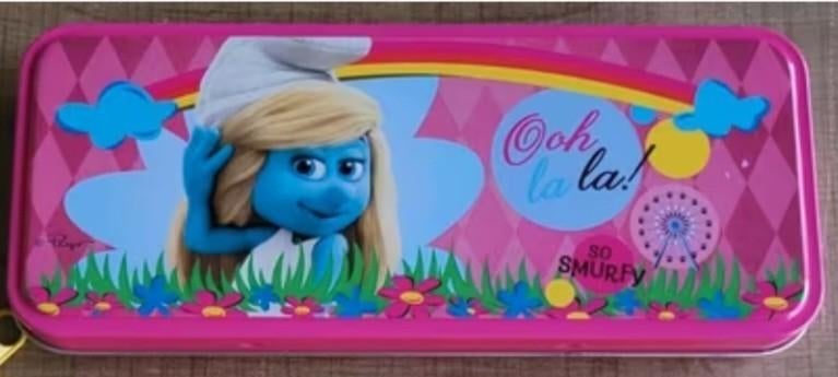 De Smurfen: pennendoos/ blikken doosje, Collections, Personnages de BD, Enlèvement ou Envoi, Schtroumpfs, Utilisé, Ustensile