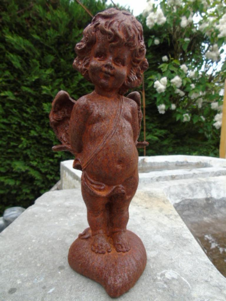 Engel met pijl, Cupido, roestig gietijzeren beeld, Ophalen, Nieuw, Metaal, Engelenbeeld