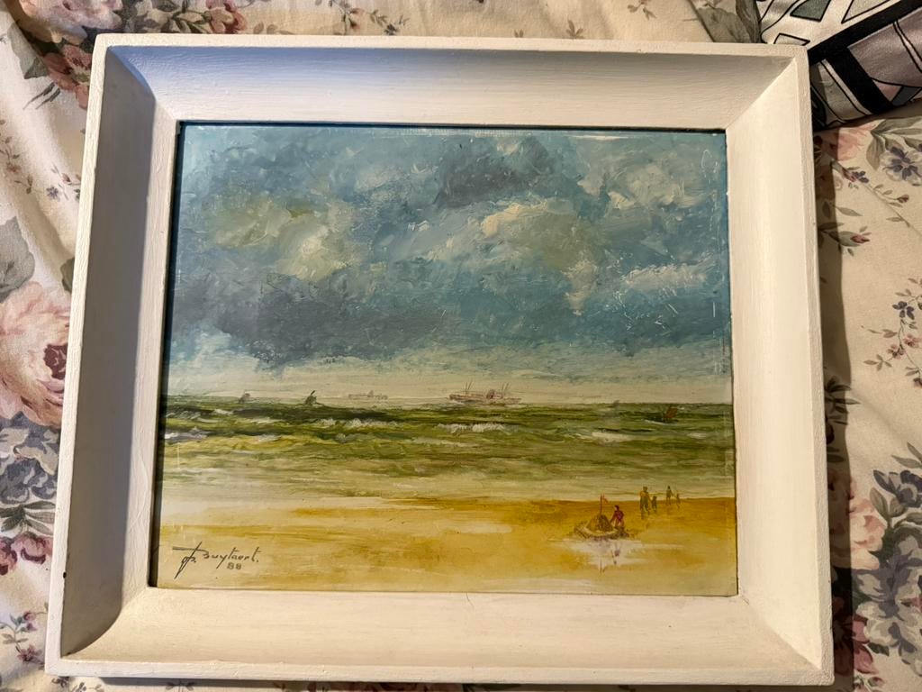 Schilderij strandzicht, Ophalen