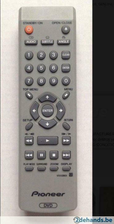 Afstandsbediening Pioneer vxx2801, Audio, Tv en Foto, DVD spelers, Ophalen of Verzenden, Gebruikt