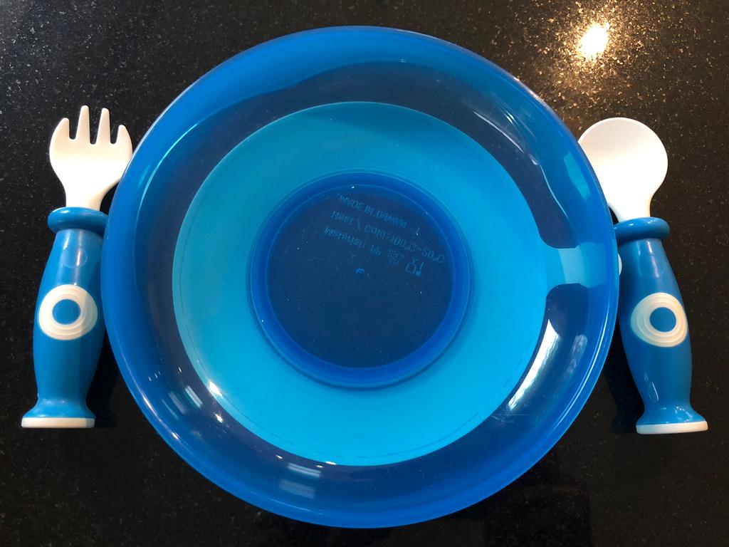 Assiette à ventouse + couverts, Enlèvement, Comme neuf, Autres types