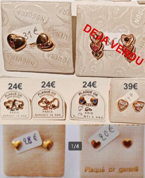 Boucles d'oreille en forme de coeur, plaqué or, NEUVES, Enlèvement ou Envoi, Or, Autres matériaux, Neuf