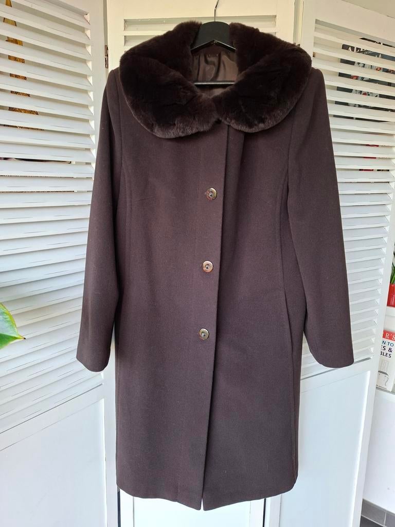 Winterjas jas dames bruin met wol en kasjmier maat 40, Ophalen of Verzenden, Zo goed als nieuw, Maat 38/40 (M), Bruin