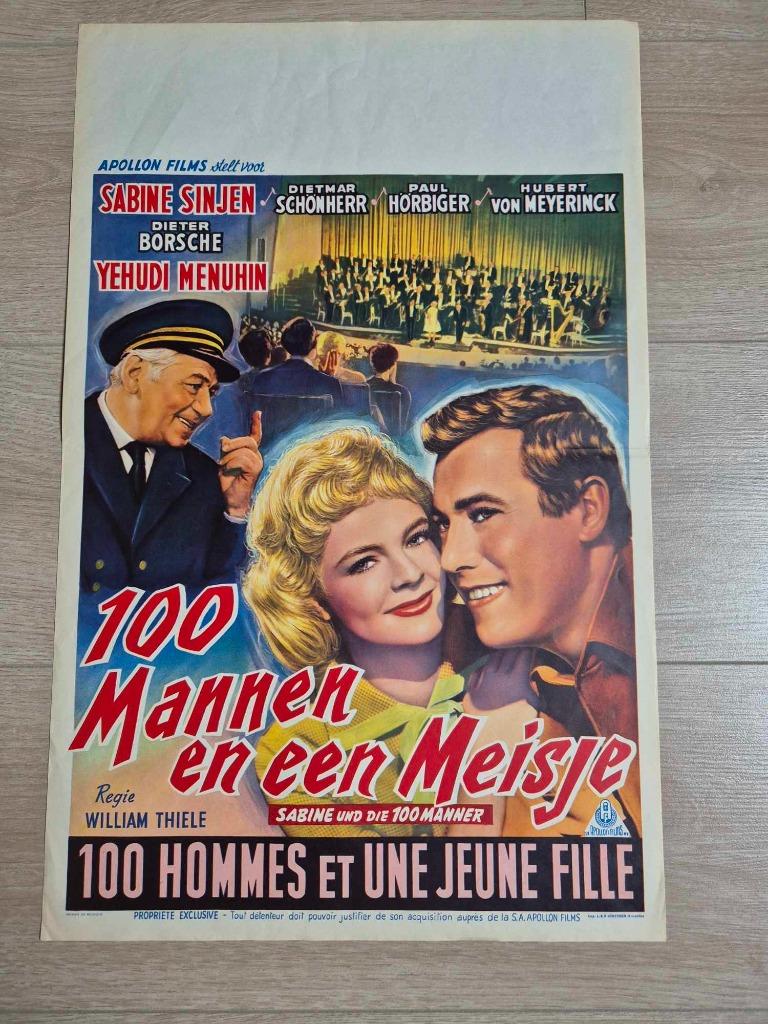 Filmaffiche 100 mannen en een meisje 1960, Verzamelen, Ophalen of Verzenden