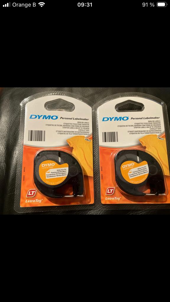 Lot de 2 recharges DYMO Iron-on (thermocollants pour tissu), Enlèvement, Comme neuf