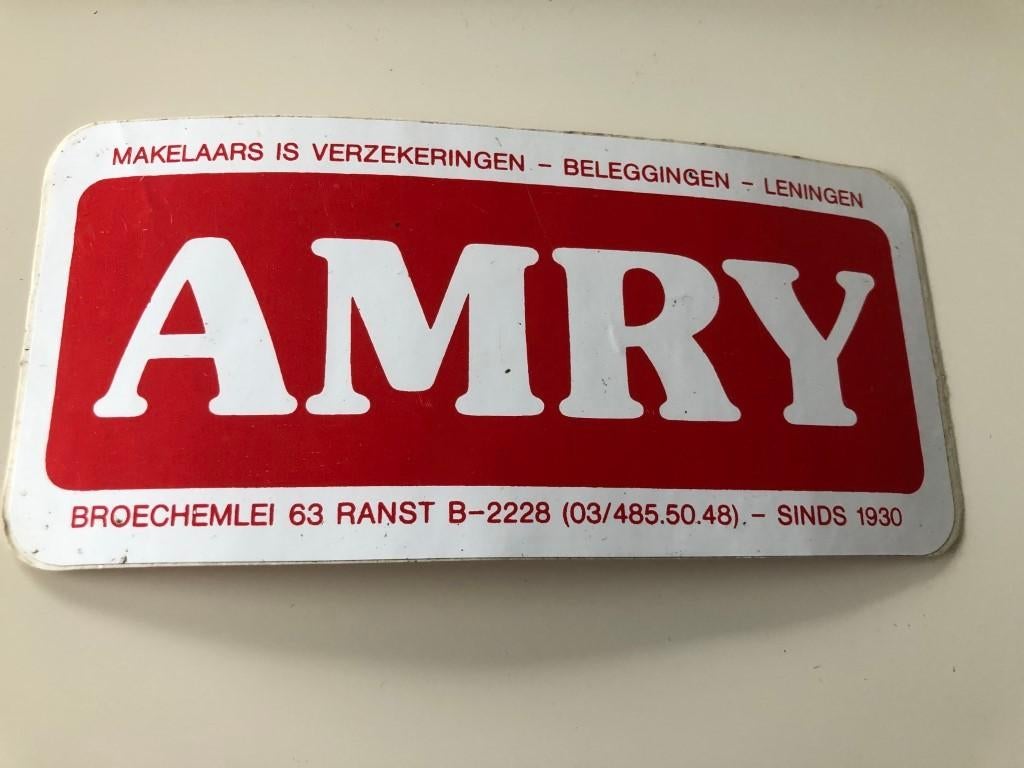 Sticker AMRY - makelaar verzekeringen - Ranst, Ophalen of Verzenden