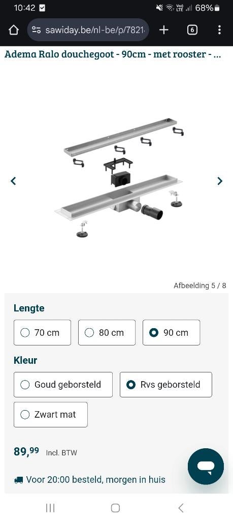 Douchegoot 90cm, Doe-het-zelf en Bouw, Sanitair, Ophalen, Nieuw, Douche