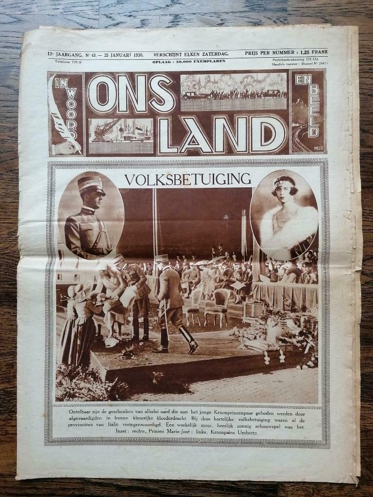 Krant - Ons Land - 1930 - Volksbetuiging, Ophalen of Verzenden, Gebruikt, Overige typen