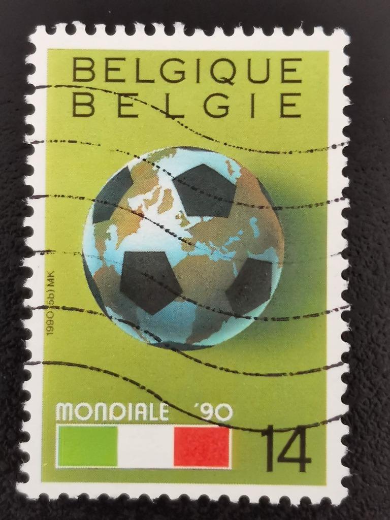 Belgie 1990 - sport - voetbal - Wereldkampioenschap - vlag, Ophalen of Verzenden, Gestempeld, Sport