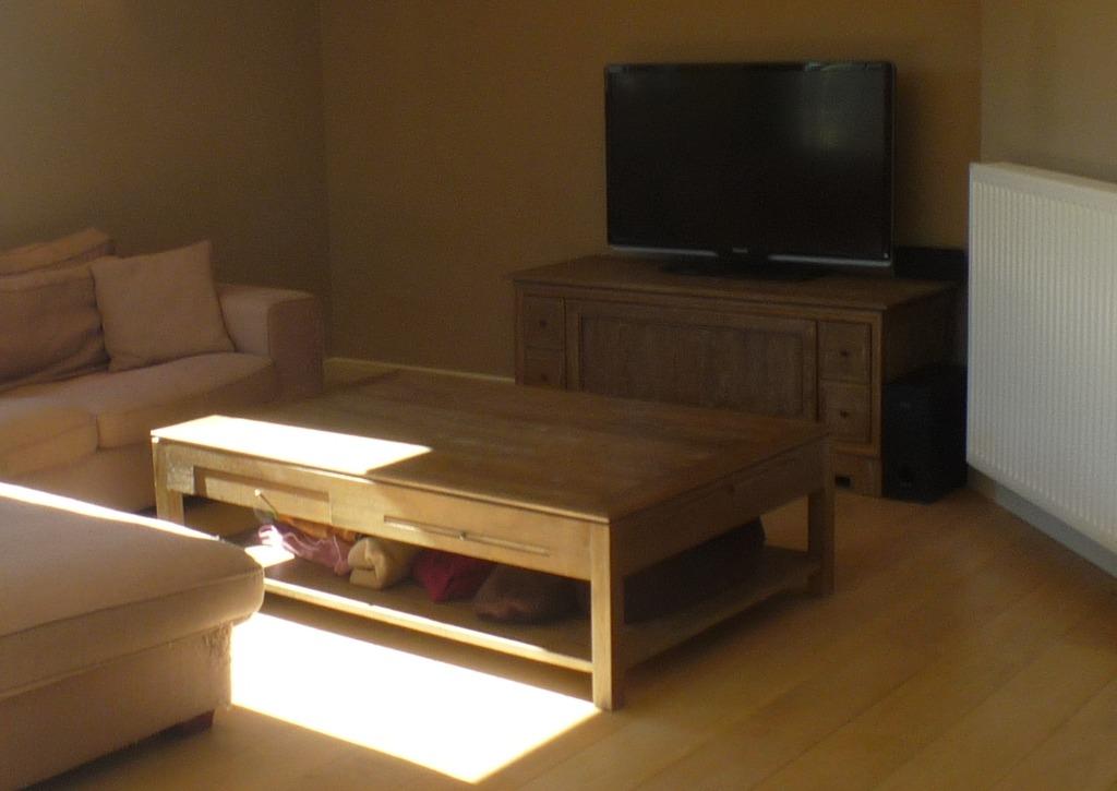 Massieve eiken salontafel – robuust, praktisch en tijdloos, 100 à 150 cm, Landelijk, tijdloos, klassiek, Enlèvement, Utilisé