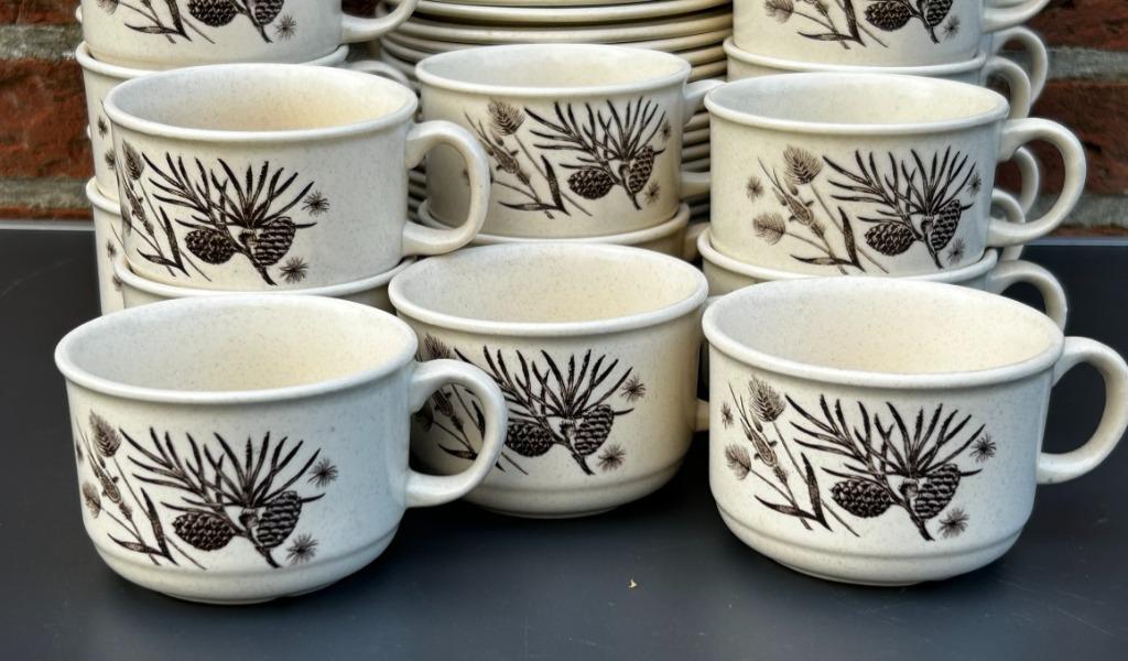 Tasse à café et soucoupe Pinewood des années 1970 s/6, Maison & Meubles, Enlèvement ou Envoi, Poterie, Comme neuf, Autres styles