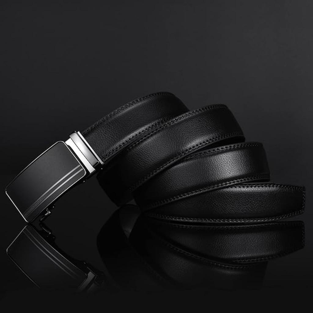 Ceinture pour homme | noire | cuir | avec cliquet | Nouveau, Neuf, Feflo, Cuir véritable, -