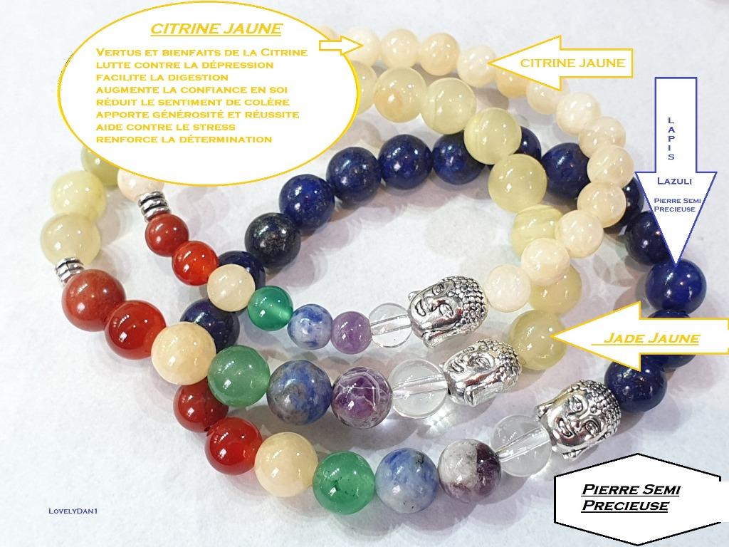 1 gele citrien halfedelsteen boeddhistische armband +, Handtassen en Accessoires, Edelstenen, Verzenden, Nieuw