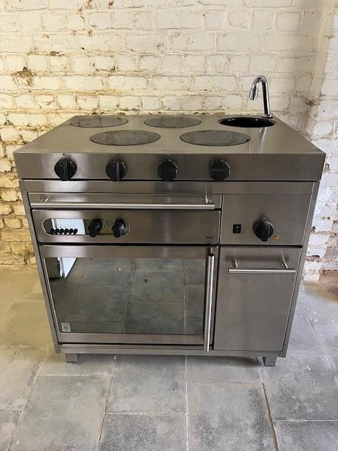 RVS kook- en bakstation, met snijplakzone en warmhoudzone, Zakelijke goederen, Horeca | Keukenapparatuur, Ophalen, Nieuw zonder verpakking