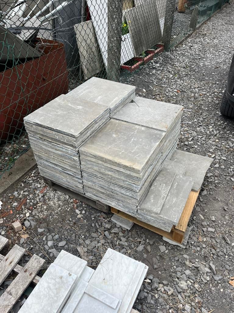 Blauwsteen tegels +/- 13 m2 (40x40 cm), Ophalen, Gebruikt, Hardsteen, 10 m² of meer