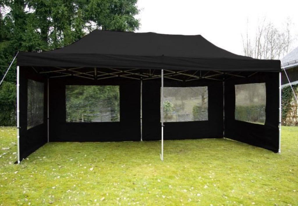 Profi Waterdichte Easy-Up-Tent Vouwtent 3x6m Zwart, Ophalen of Verzenden, Nieuw