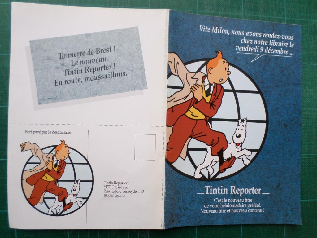 Tintin - dépliant publicitaire Tintin reporter - 1988, Collections, Enlèvement ou Envoi, Tintin, Utilisé, Autres types