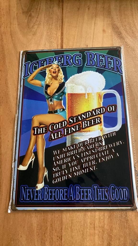 Metalen bord iceberg beer pin up 20 x 30 mancave, Verzamelen, Biermerken, Ophalen of Verzenden, Nieuw