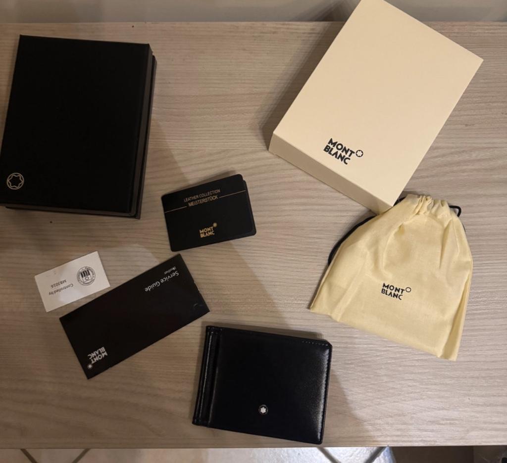 Montblanc portefeuille met clip, Handtassen en Accessoires, Portemonnees, Nieuw, Overige merken, Zwart, Leder, Ophalen