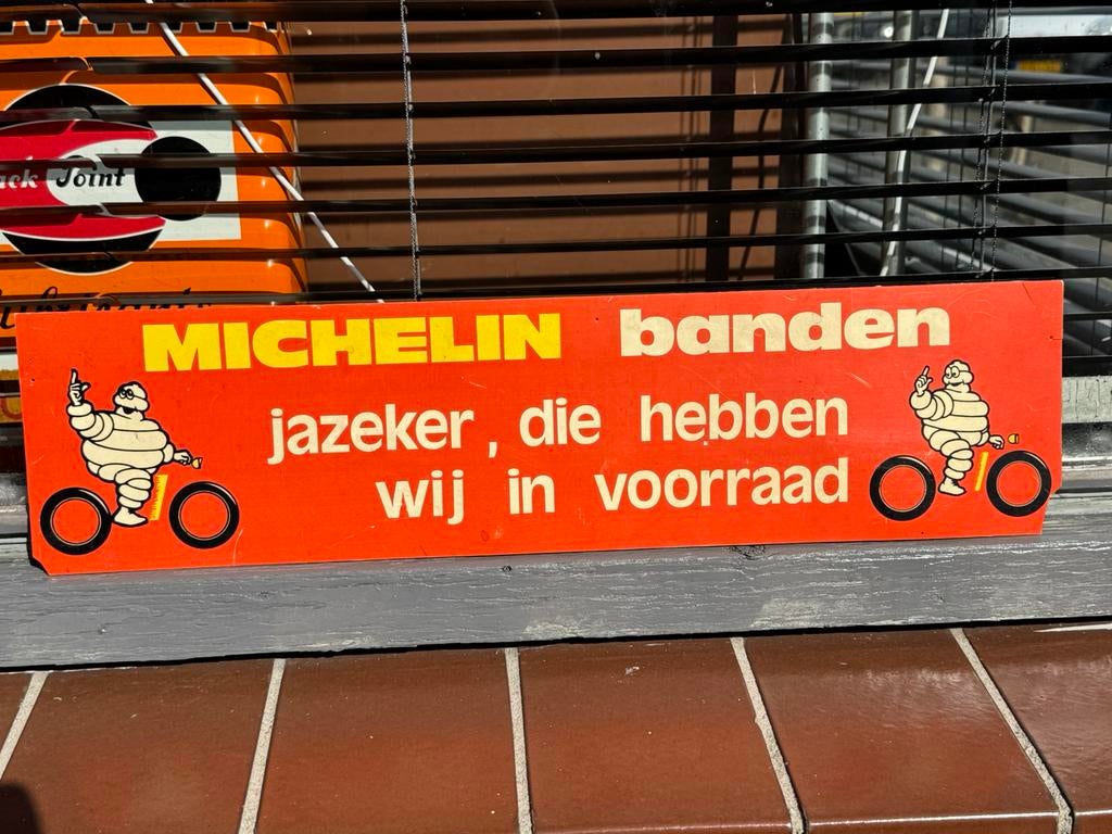 Michelin fietsbanden oud reclamebord, Verzamelen, Ophalen of Verzenden, Gebruikt, Reclamebord