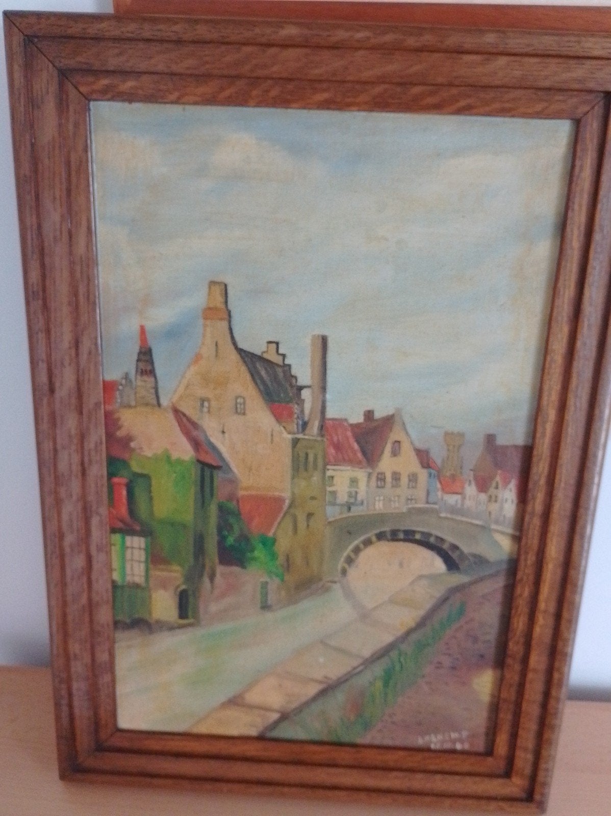 Schilderij Brugge, 1946, gesigneerd, Ophalen, Gedateerd