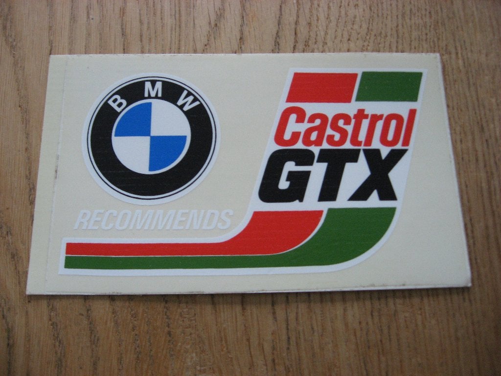 Vintage Sticker BMW Castrol GTX Recommends 13,5 x 8 cm, Verzamelen, Ophalen of Verzenden, Nieuw, Auto of Motor