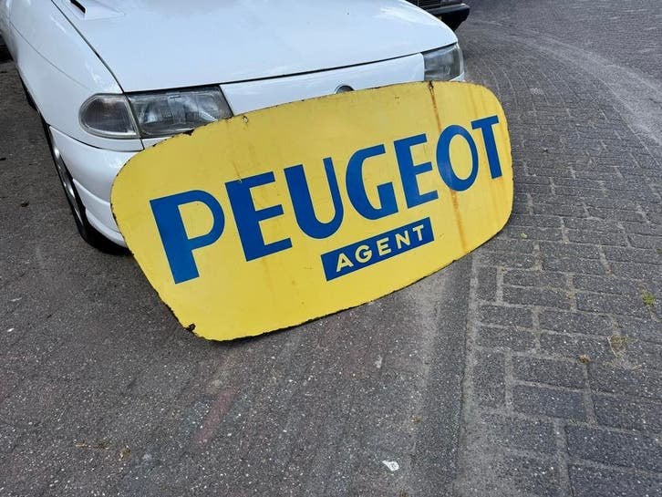 Oud Peugeot Agent Emaille Reclamebord