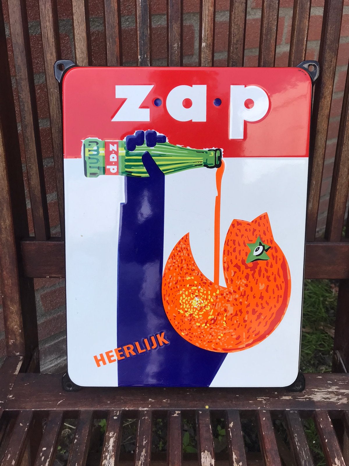 zap frisdrank emaille reclamebord, Ophalen of Verzenden, Zo goed als nieuw, Reclamebord