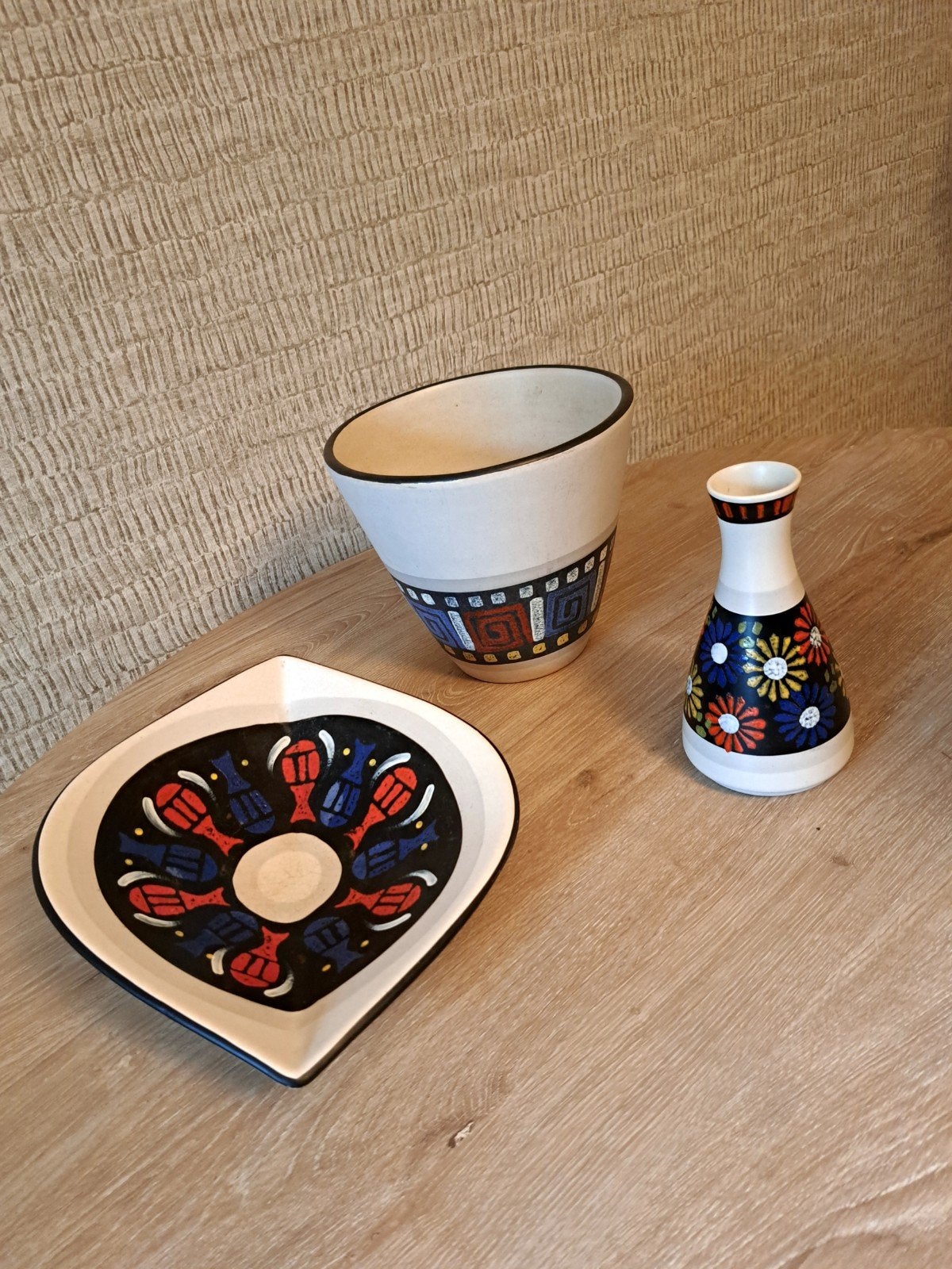 vintage set Dumler & Breiden  vaas, bloempot en schaal, Ophalen of Verzenden