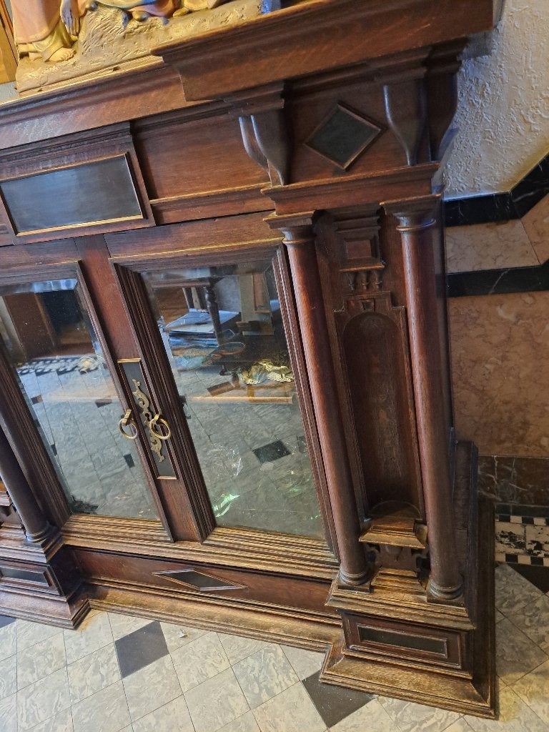 Aparte Art nouveau Art Deco antieke houten Wand kast Vitrine, Antiek en Kunst, Ophalen