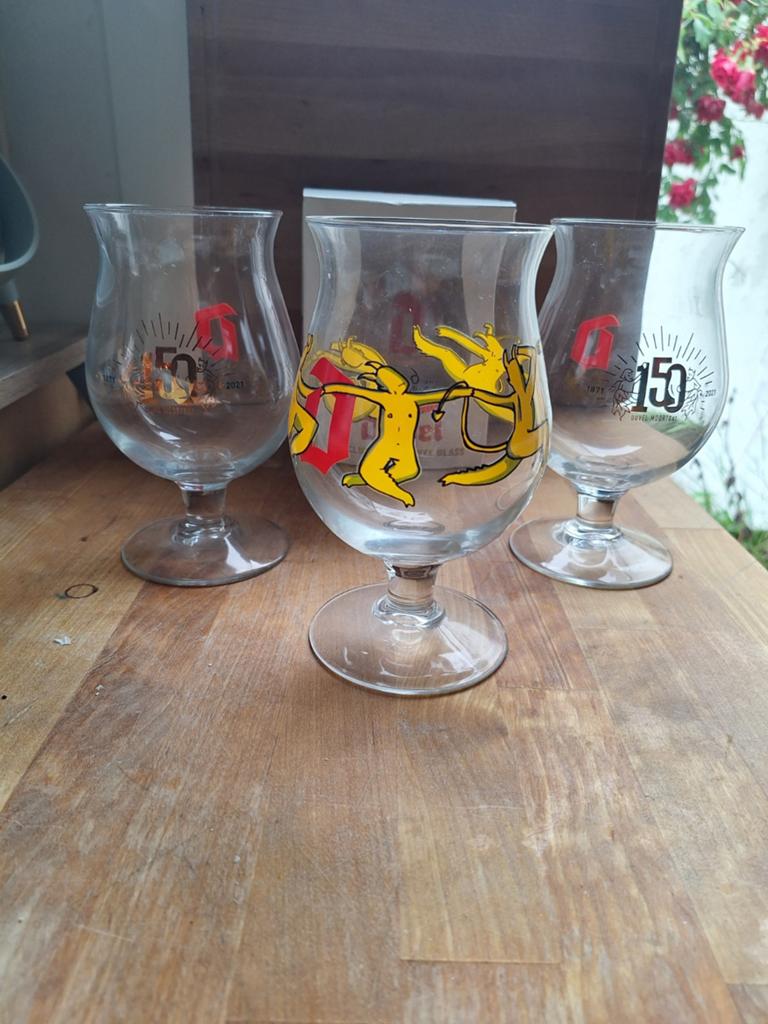 4 Duvel glazen, Verzamelen, Ophalen of Verzenden