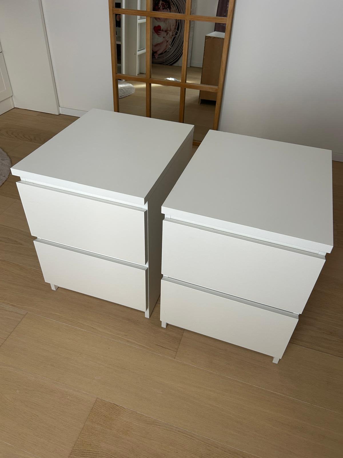 2 x Malm nachtkast WIT, Enlèvement, Comme neuf