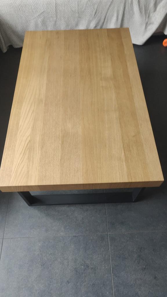 Salon tafel ikea 114x72cm eikenfineer en zwarte poten, Ophalen, Zo goed als nieuw