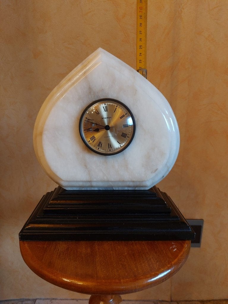 Vintage tafelklok - druppelvormige behuizing - onyx marmer, Ophalen