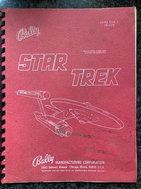 BALLY STAR TREK MANUEL, Enlèvement ou Envoi, Bally, Flipper (jeu), Comme neuf
