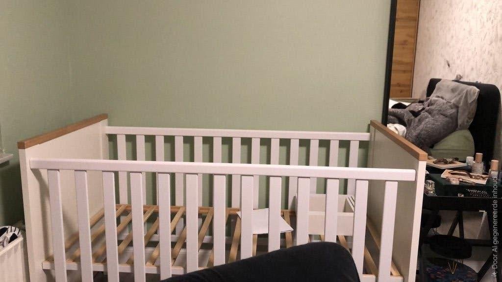 Mooi wit houten babybed / ledikant (60x120 cm), Gebruikt, 140 tot 160 cm, Minder dan 70 cm, Ophalen