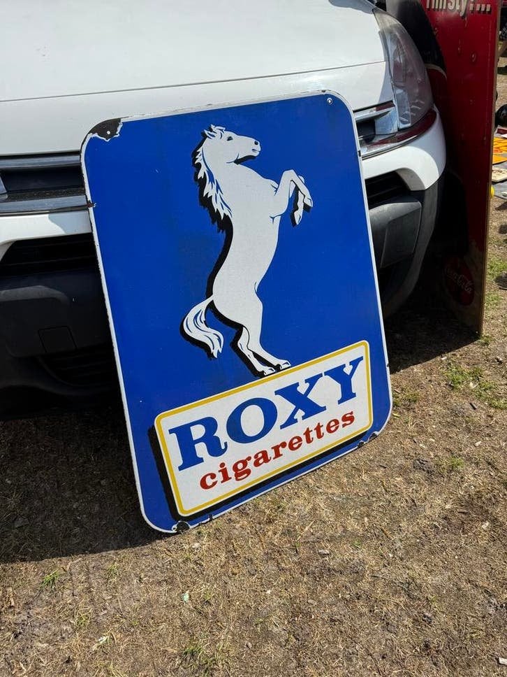 Vintage Roxy Sigaretten Emaille Reclamebord - Paard, Antiek en Kunst