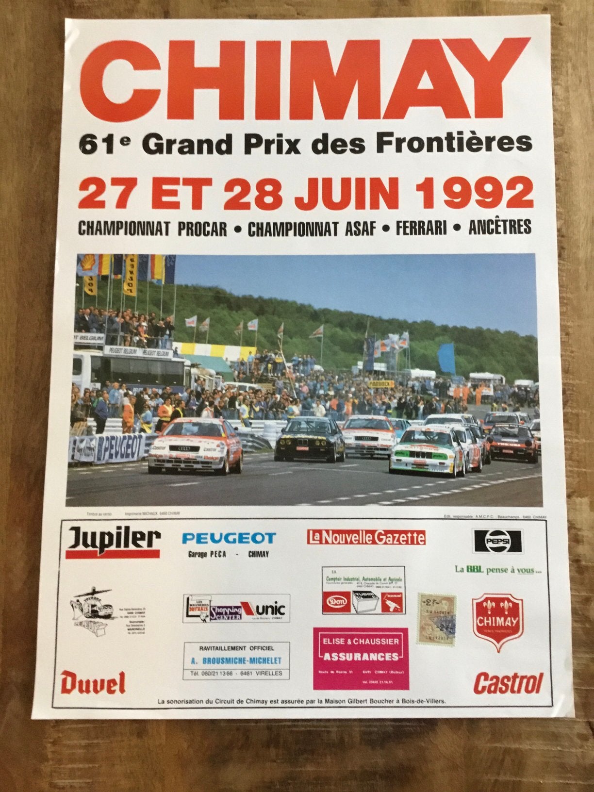 Affiche gp des frontières chimay 1992, Ophalen of Verzenden, Zo goed als nieuw